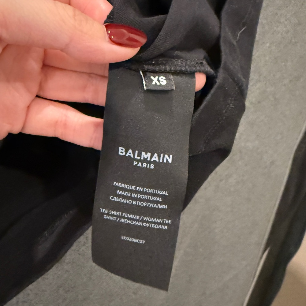 Balmain Logo Detailed Cropped T-Shirt black size XS - Picture 3 of 4